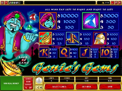 Genies Gem Paytable